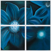 SNight Blue Clematis, 2006, oil on canvas, 48" x 48", 4 panels