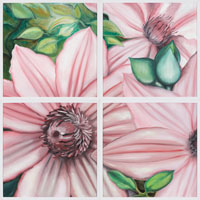 Pink Clematis, 2006, oil on canvas, 48" x 48", 4 panels