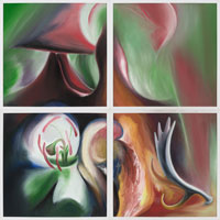 White Lily with Antler, 2006, oil on canvas, 48" x 48", 4 panels