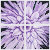 Purple Dalia, 2006, oil on canvas, 48" x 48", 4 panels