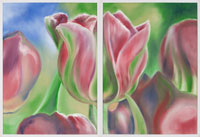 Red & Green Tulip, 2006, oil on canvas, 36" x 48", 2 panels