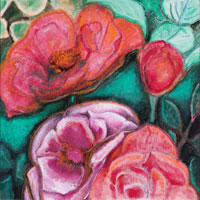 Purple & Red Roses, 2006, oil on canvas, 30" X 30"