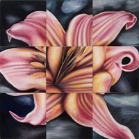 Red & Yellow Lily, 2006, oil on canvas, 54 "x 54", 9 panels rearranged