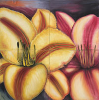 Lilies, 2006, oil on canvas, 48" x 48", 4 panels