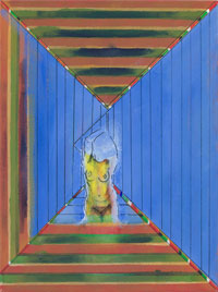 Yellow Torso in Blue & Red Maze, 2013, acrylic on canvas, 24" x 18"